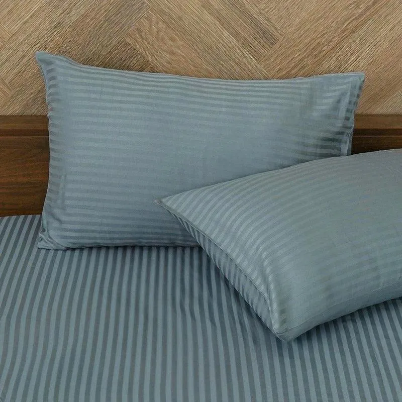 Reposi Striped Cotton Bedsheet (Grey) - 200 TC media 4
