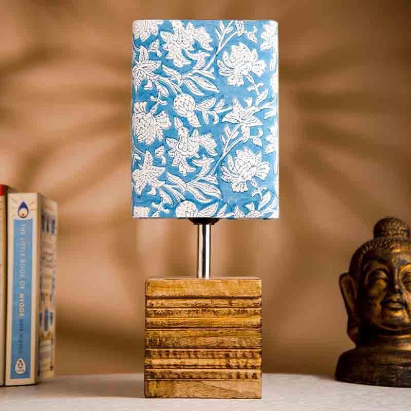 Lazing Leaves Wooden Table Lamp - Blue,White media 3