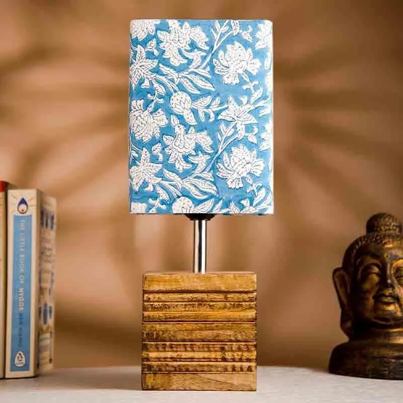 Lazing Leaves Wooden Table Lamp - Blue,White media 3