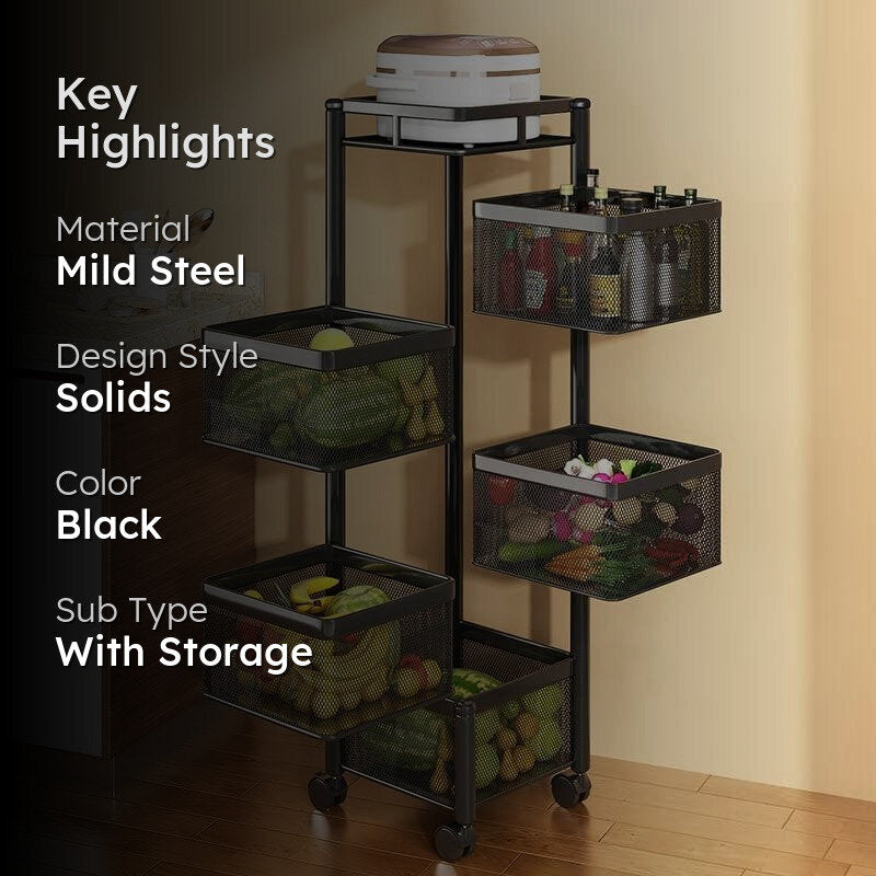 Tidy Mate 5-Tier Corner Storage Rack with Wheels - Black Mild Steel media 2