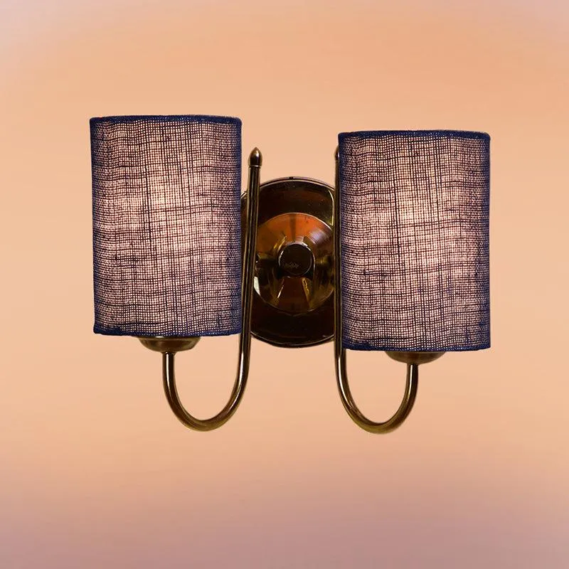 Veda Duo Cylindrical Fabric & Metal Wall Lamp - Blue media 3