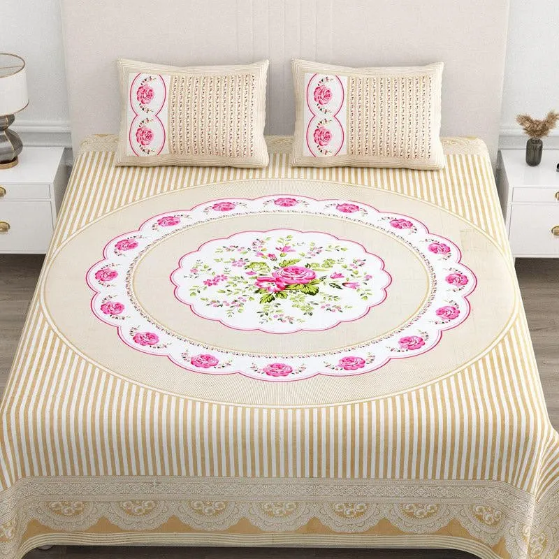 Magnus Floral Cotton Bedsheet (Cream) - 180 TC media 3