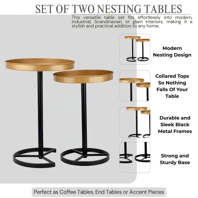 Zyro Nest Side Table (Black & Brown) - Set Of Two media 8