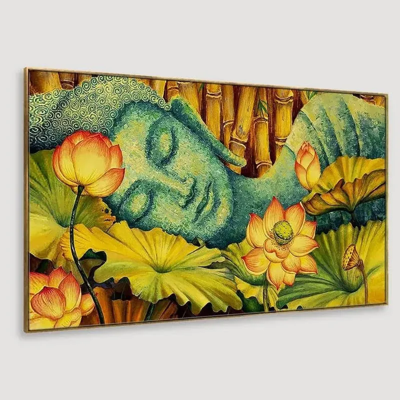 Lotus Serenity Buddha Canvas Wall Painting With Frame media 5