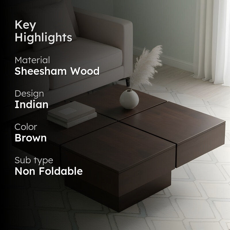 Tervon Sheesham Wooden Center Table - Deep Brown media 2