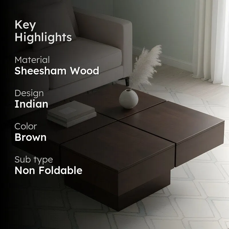 Tervon Sheesham Wooden Center Table - Deep Brown media 2