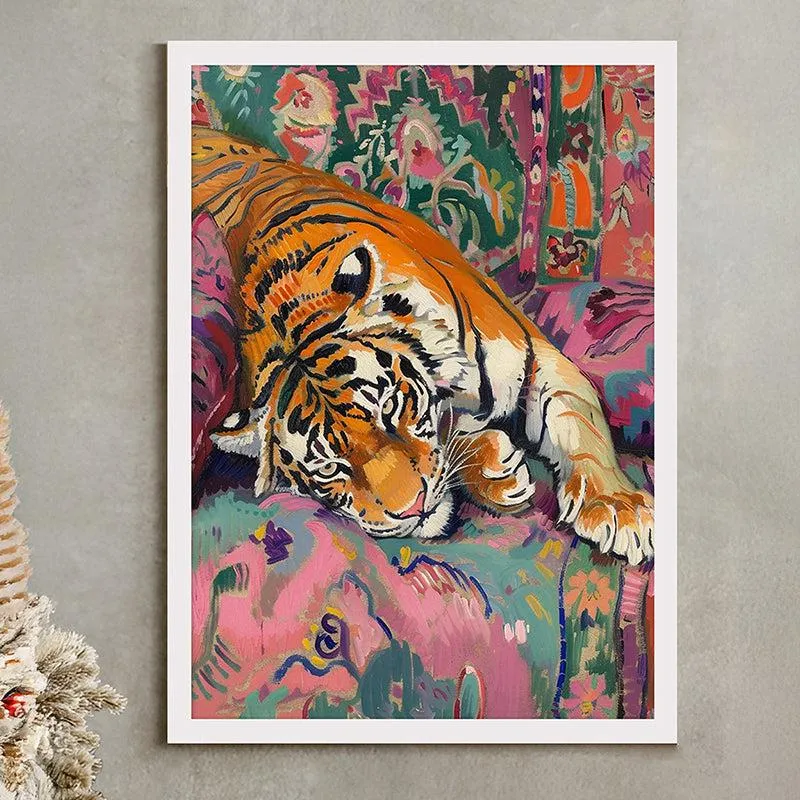 Cosmic Tiger Canvas Wall Art With Frame - White media 3