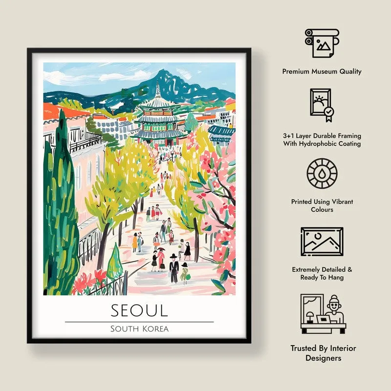 Vintage Seoul Framed Canvas Wall Painting media 8