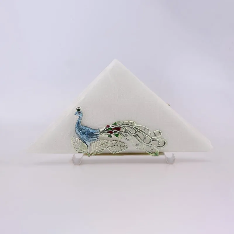 Peacock Splendor Silver Plated Mild Steel Tissue Holder media 3