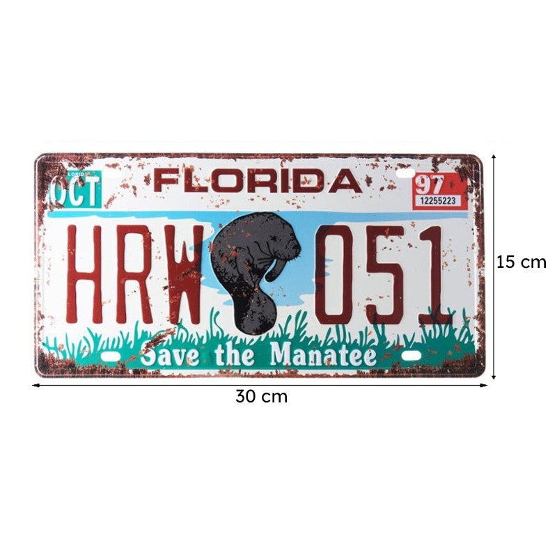 Florida Hrw 051 Number Plate Metal Wall Accent media 9
