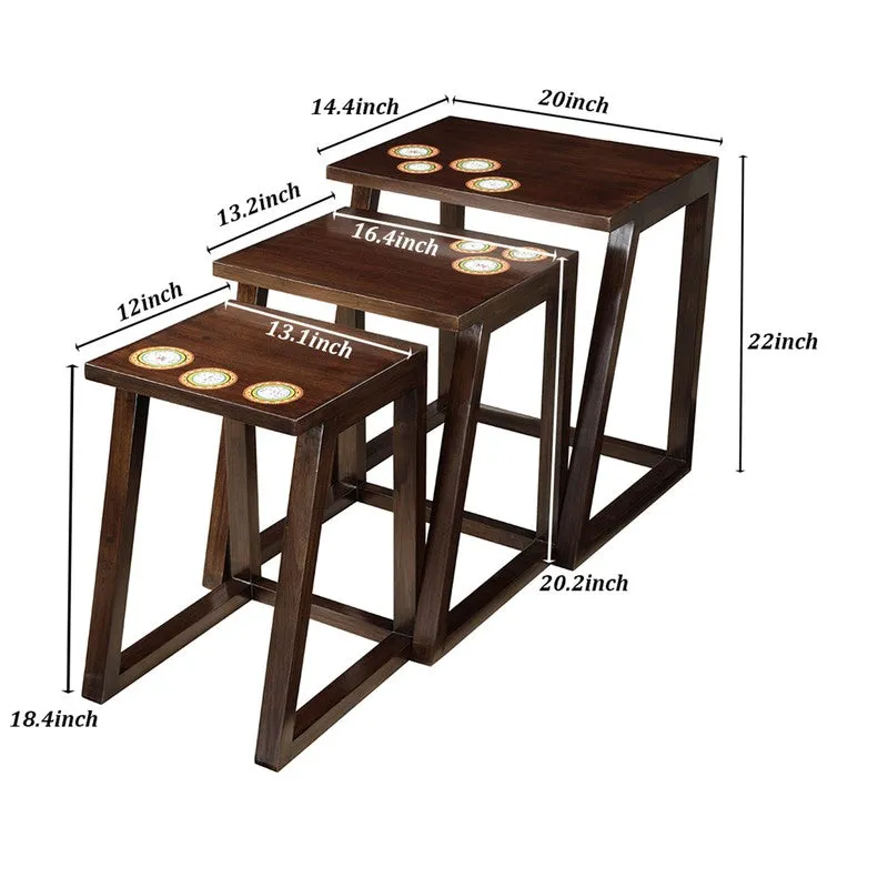 Marigold Teak Wood Nesting Stools - Set of Three media 8