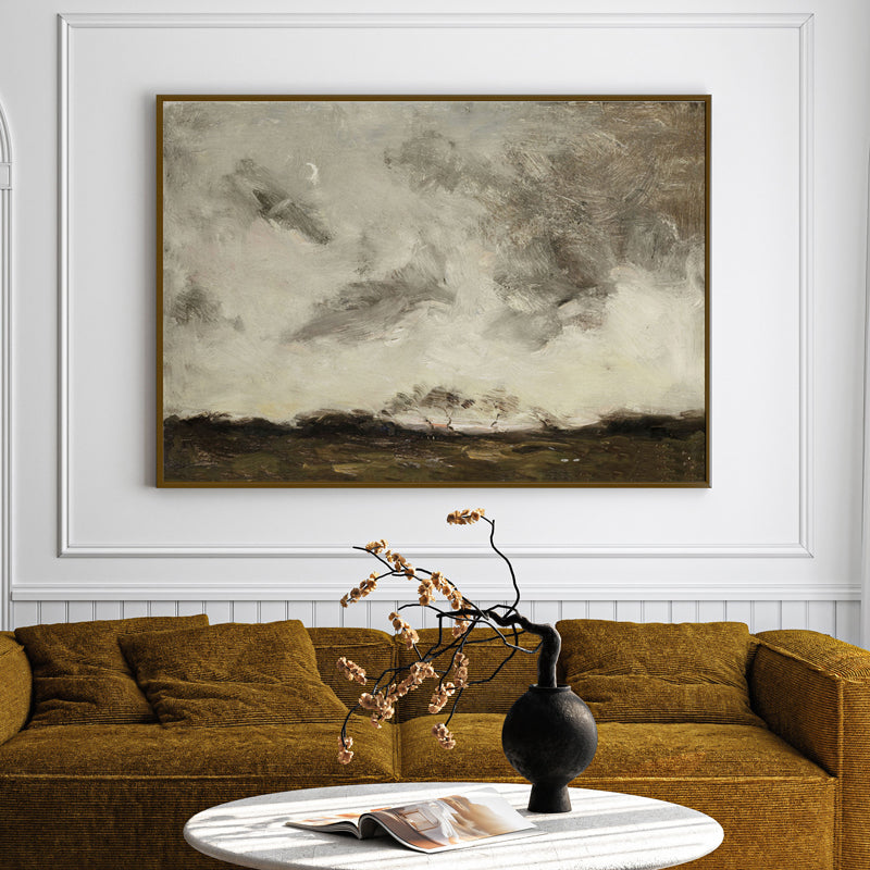Grey Skies Wood Wall Art With Frame - Black