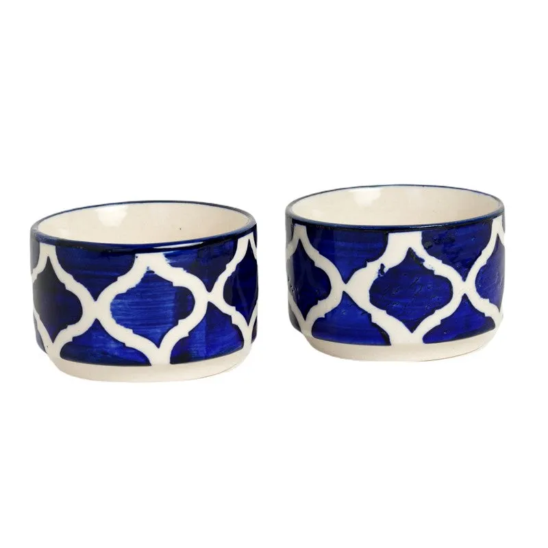 OpalServe Ceramic Dip Bowls (Blue,White,40 mL Each) - Set Of Two media 3