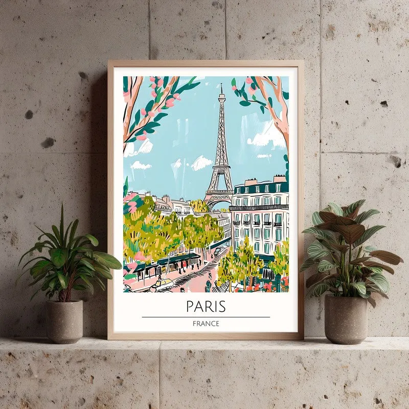Vintage Paris Framed Canvas Archival Canvas Wall Painting - Natural Brown Frame media 3