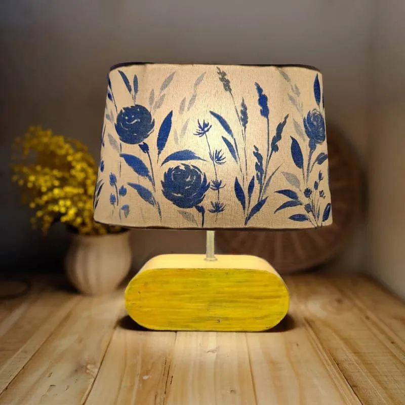 Indigo Bloom Glam Handpainted Fabric Table Lamp - Multicolor media 1