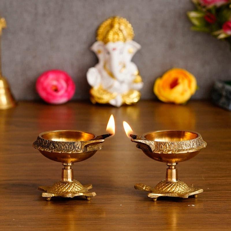 Tortoise Brass Diya - Set Of Two media 3
