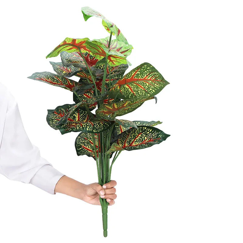 Botanika Artificial Caladium With Black Plastic Pot & Pebbles (Red) - 2 Feet media 4