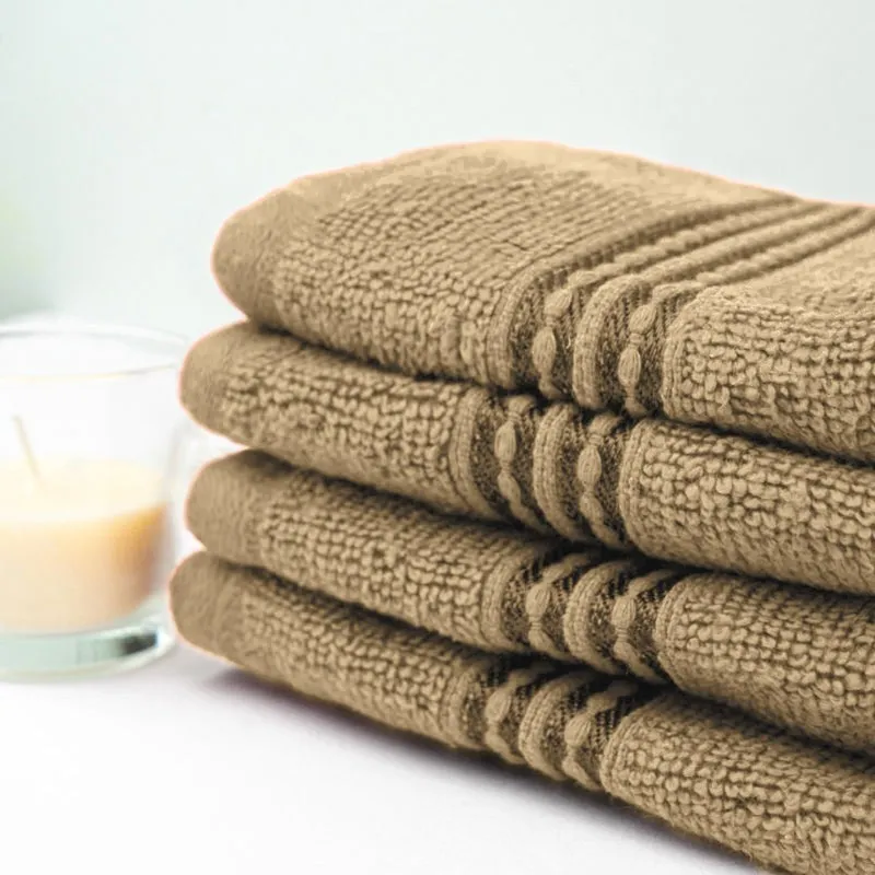 Micro Cotton LuxeDry Solid Face Towel (Brown) - Set Of Four media 4