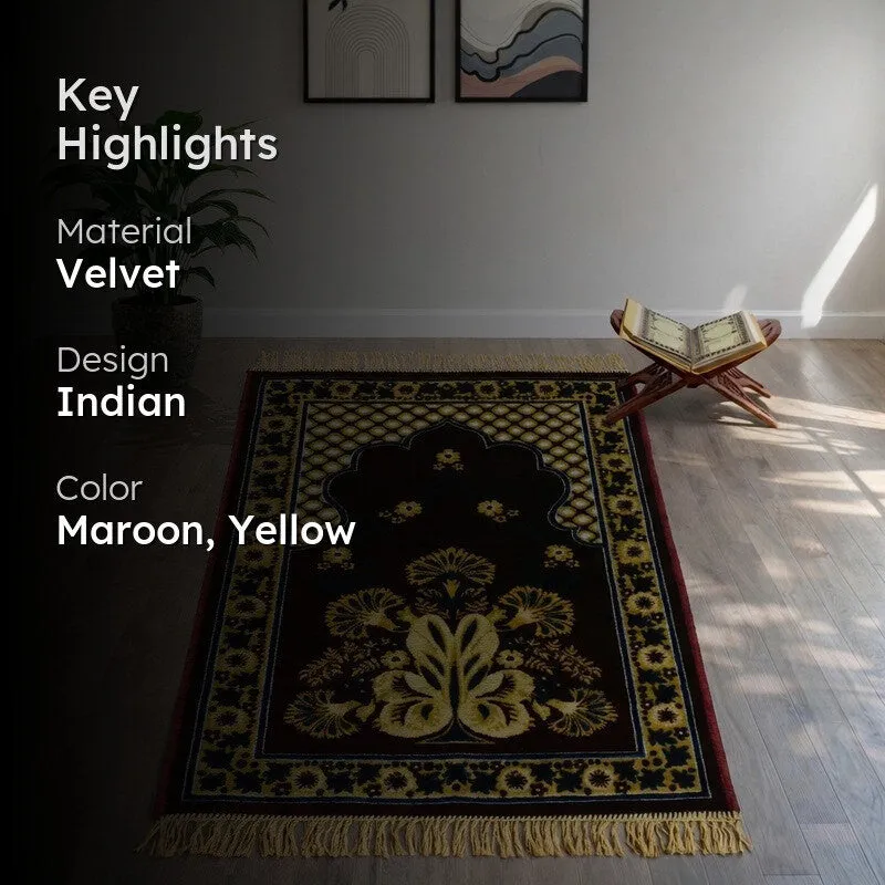 Noorara Velvet Prayer Mat - Maroon media 2