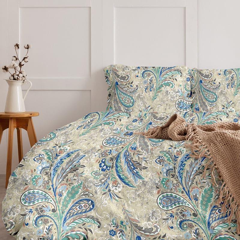Duna Boheme Floral Cotton Bedsheet (Tiffany Blue) -254 TC media 3