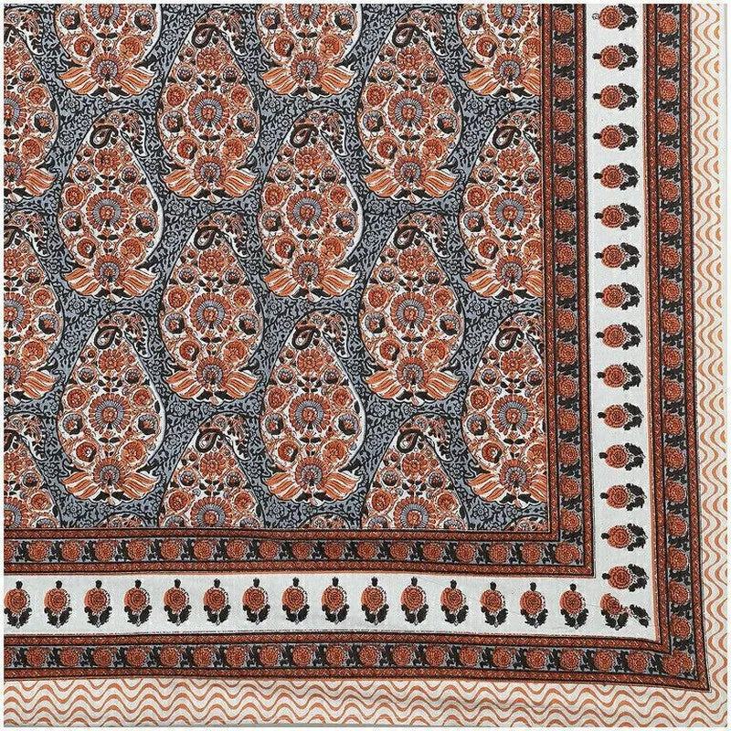Floray Cotton Bedsheet (Blue,Brown) - 240 TC media 7