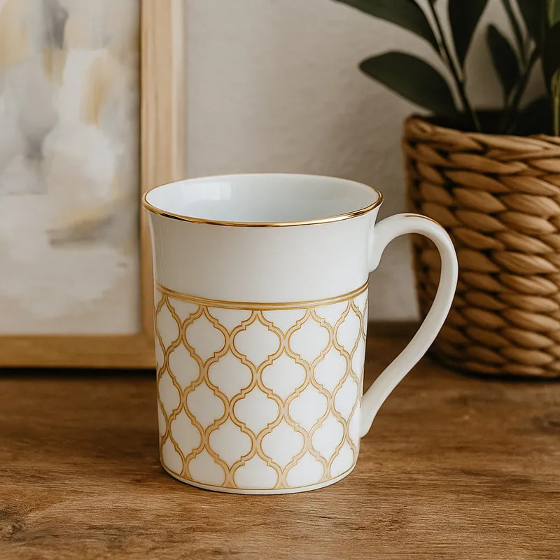 Noritake Eternal Palace Porcelain Coffee Mug (White,Gold) - 280 mL media 1