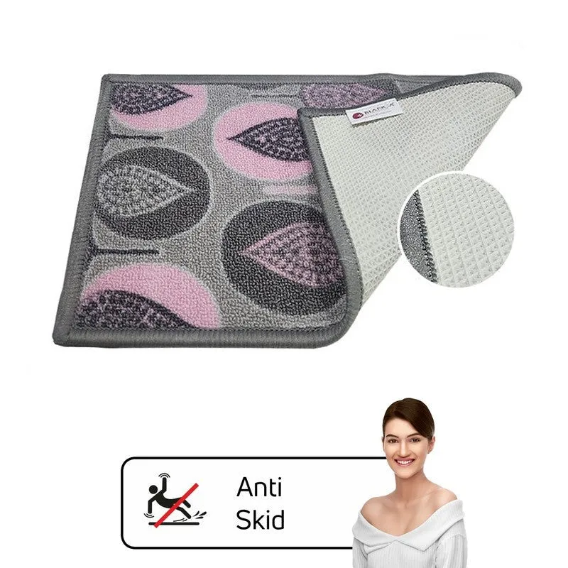 Faro Floral Nylon Door Mats - Pink,Grey media 7