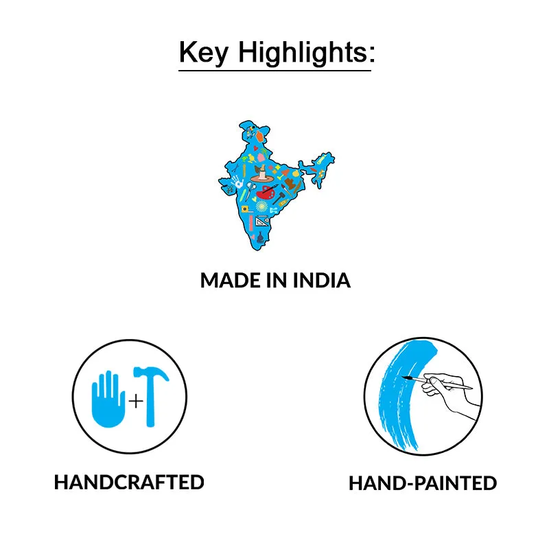 Graphic showing the key hook's handcrafted and hand-painted design qualities.