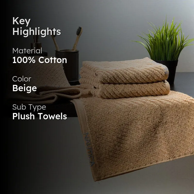 Nautica Riviera Soft Cotton Hand Towel (Light Tan) - Set Of Four media 2