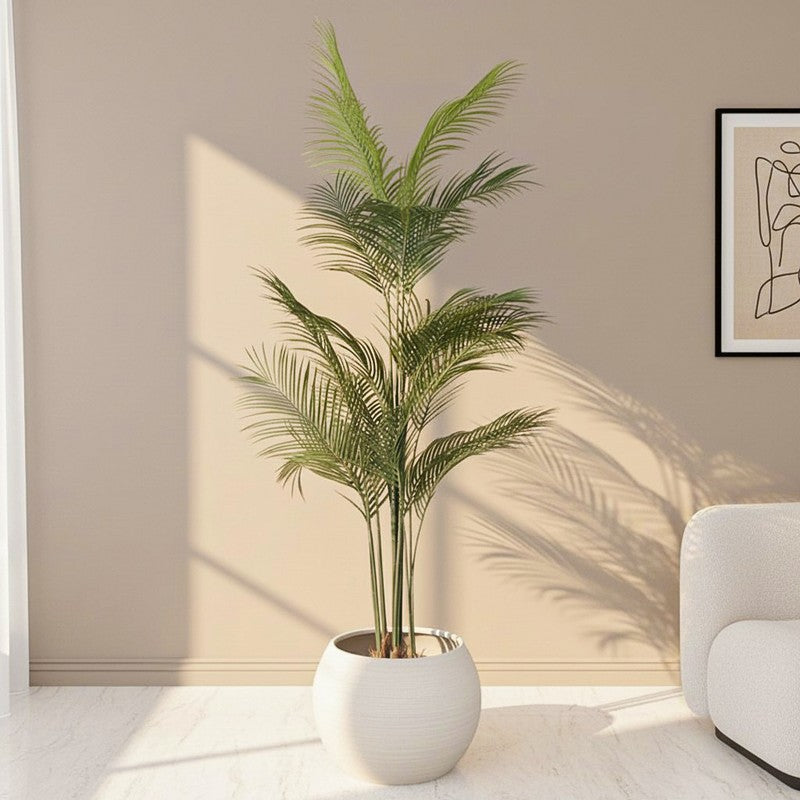 Lifelike Areca Palm Artificial Plant With Black Plastic Pot
