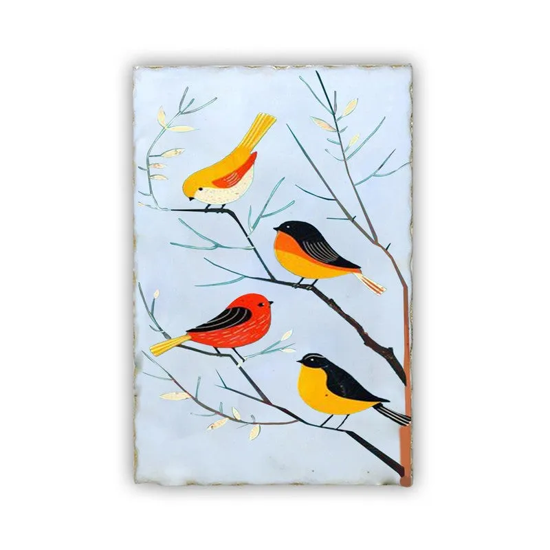 Songbirds on Branchline Marble Wall Art - 8 Inches media 3
