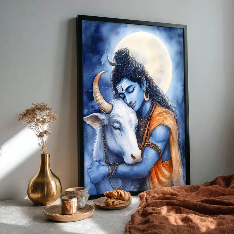Kailasa Vihari Spiritual Archival Paper Wall Painting With Frame - Black media 4
