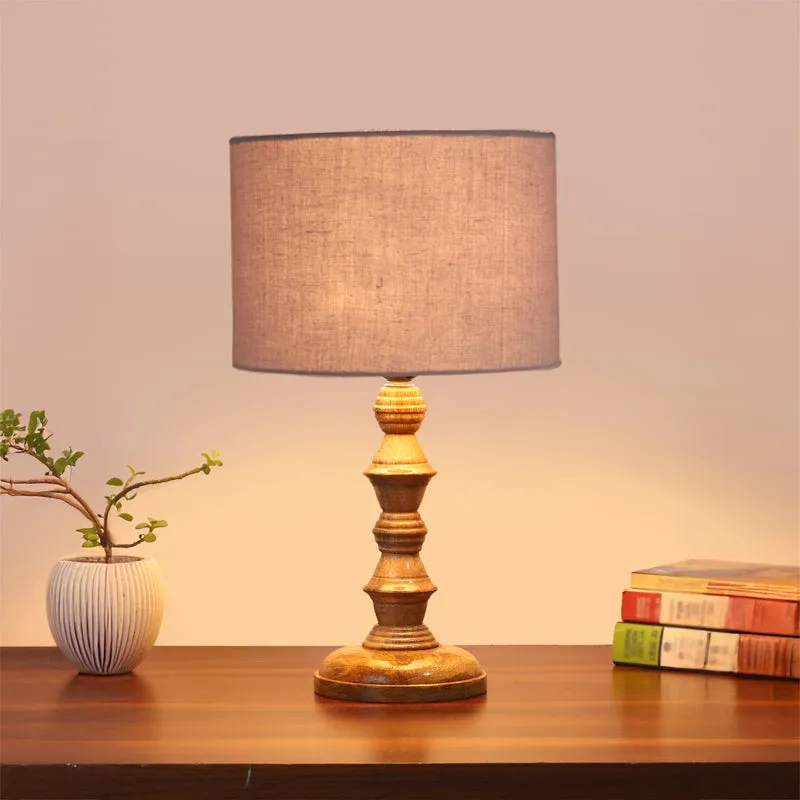 Cotin I Timber Wooden Table Lamp - White,Brown media 2