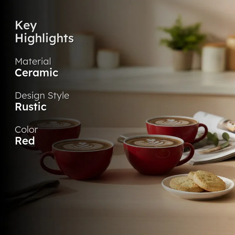 Classic Ceramic Tea Cup (240 mL Each) - Set Of Four media 2