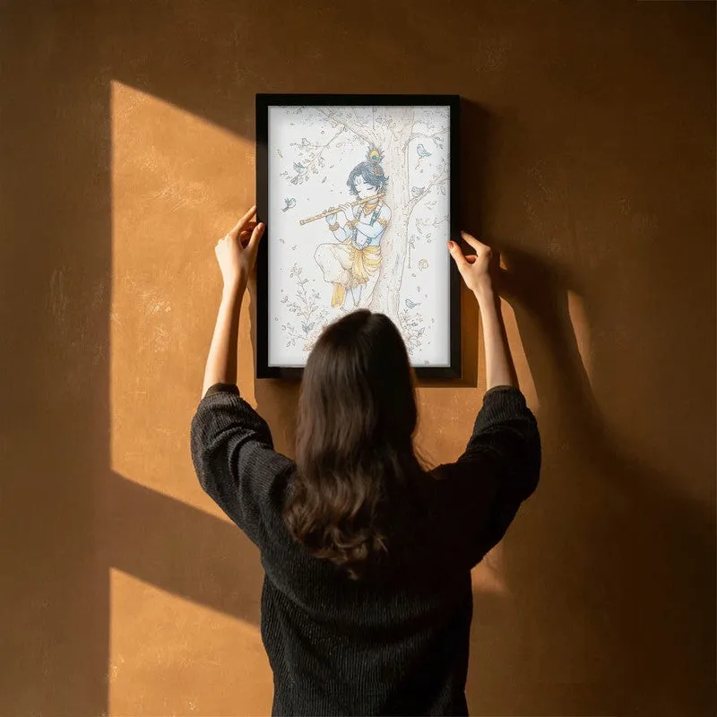 Baal Krishna Playing Fluit Archival Paper Wall Art media 6
