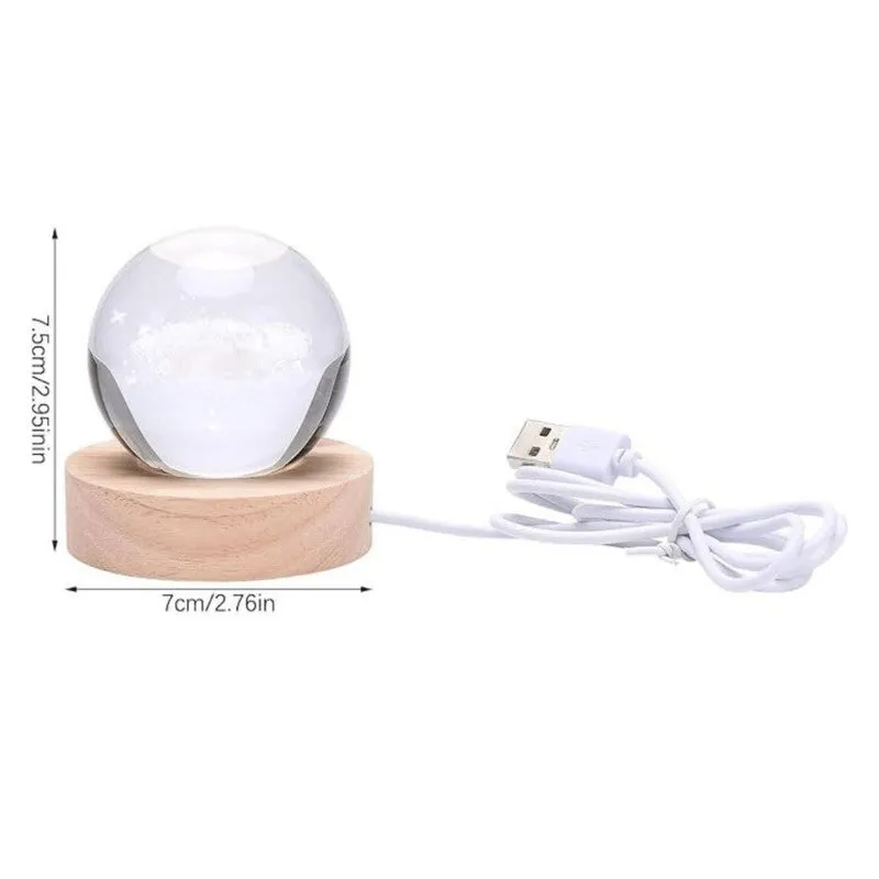 Crystal Ball Whale Led Wooden Table Lamp - Brown,Transparent media 3