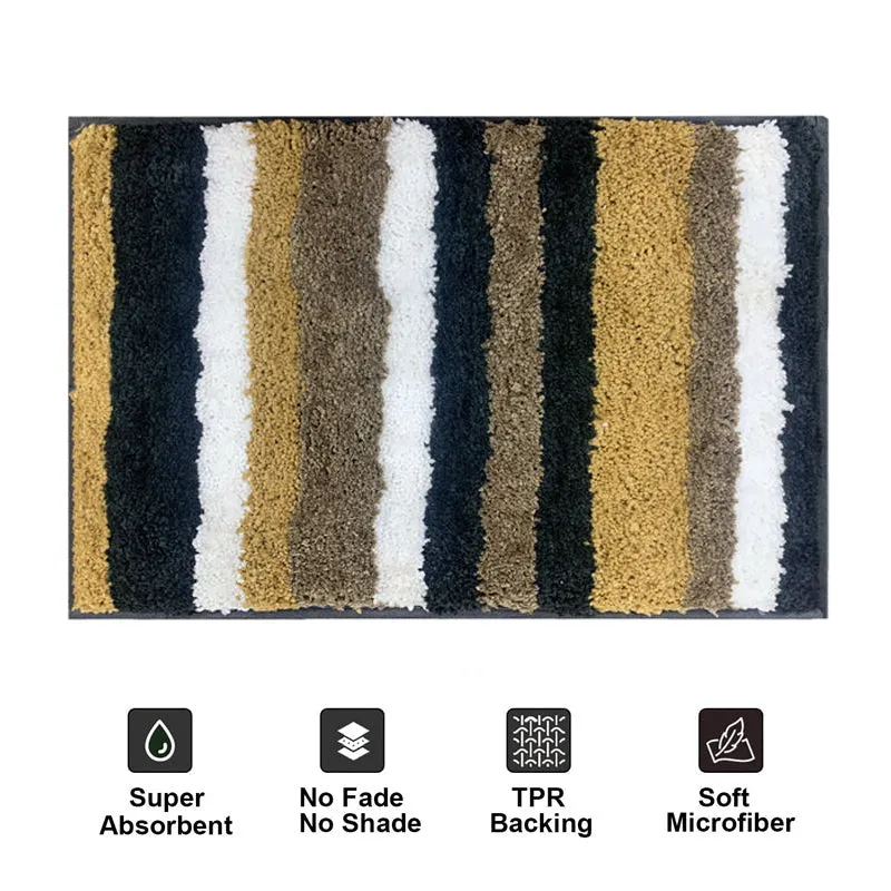 Strip Soft Microfiber Bath Mat - Beige media 6