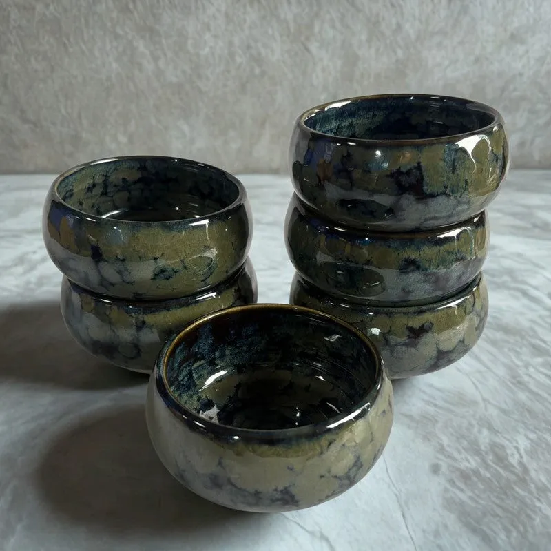 Mystique Handcrafted Ceramic Dip Bowls (Olive Green,150 mL) - Set Of Six media 4