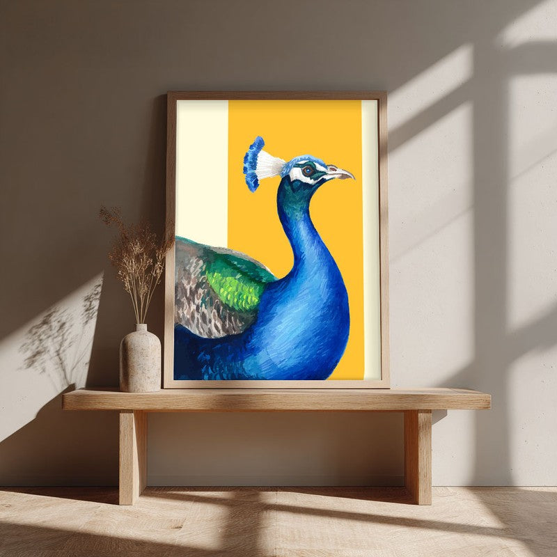 Neela Mayura Halo Archival Paper Wall Art - Natural Brown Frame
