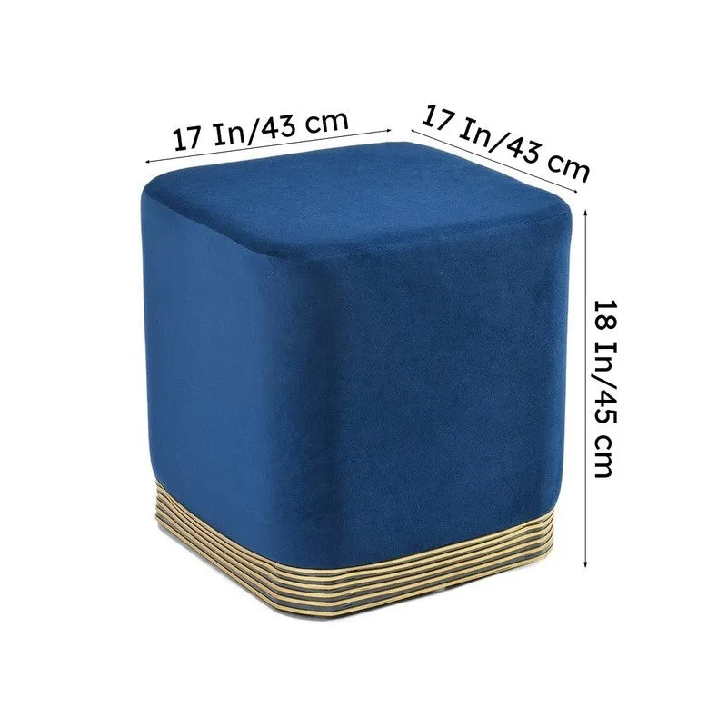 Aureum Solid Velvet Pouffe - Blue media 8