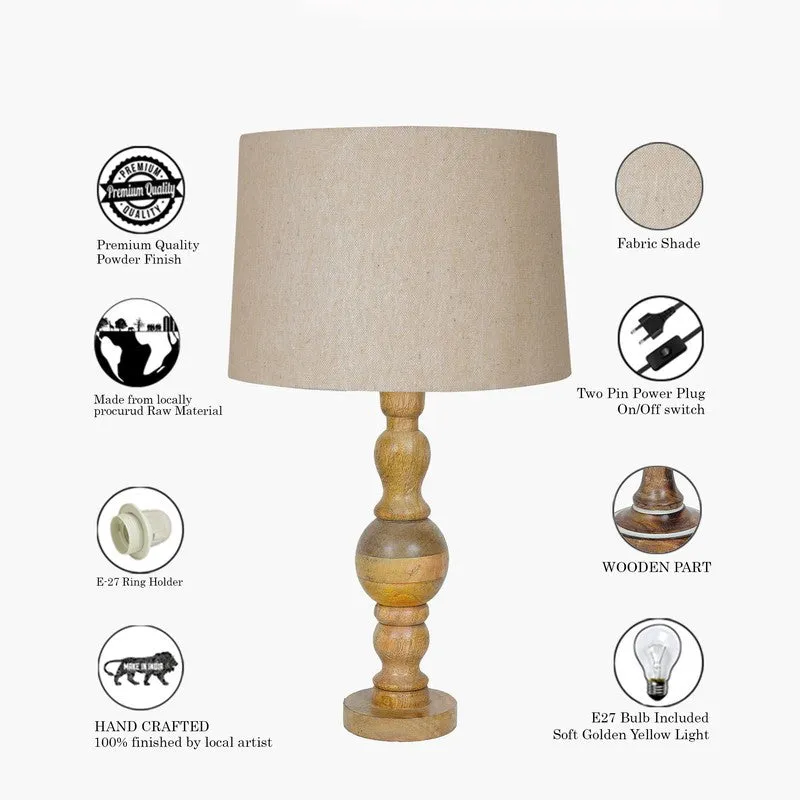 FlexiGlow Adaptive Wooden Table Lamp - Beige media 6