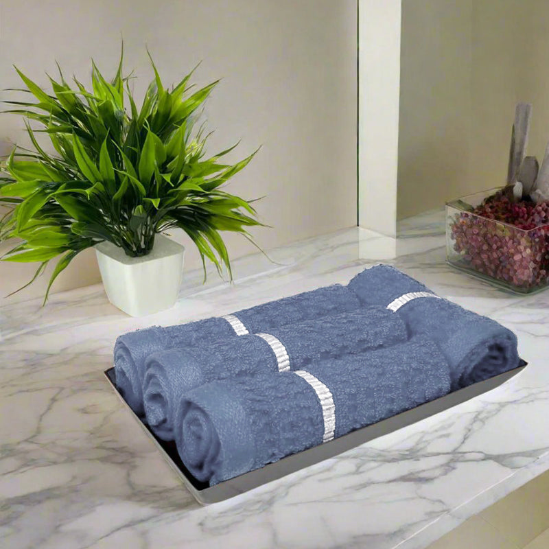 Junia Face Towel (Blue) - Set Of Four - 30 x 30 cms