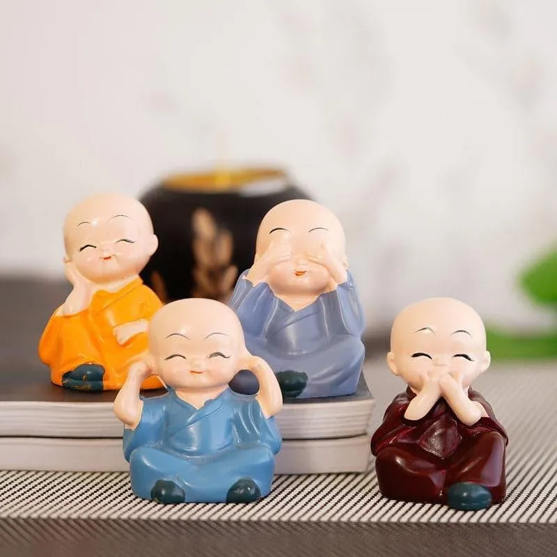 Baby Monk Showpiece - Set Of Four media 1
