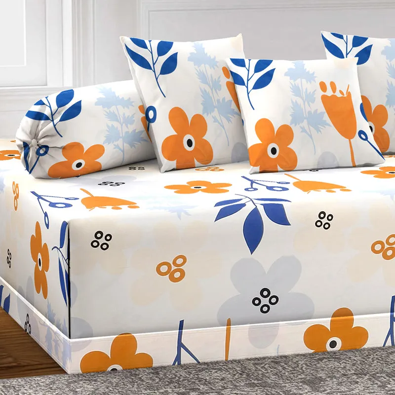 Orange Flora Diwan Set - Six Piece Set media 3