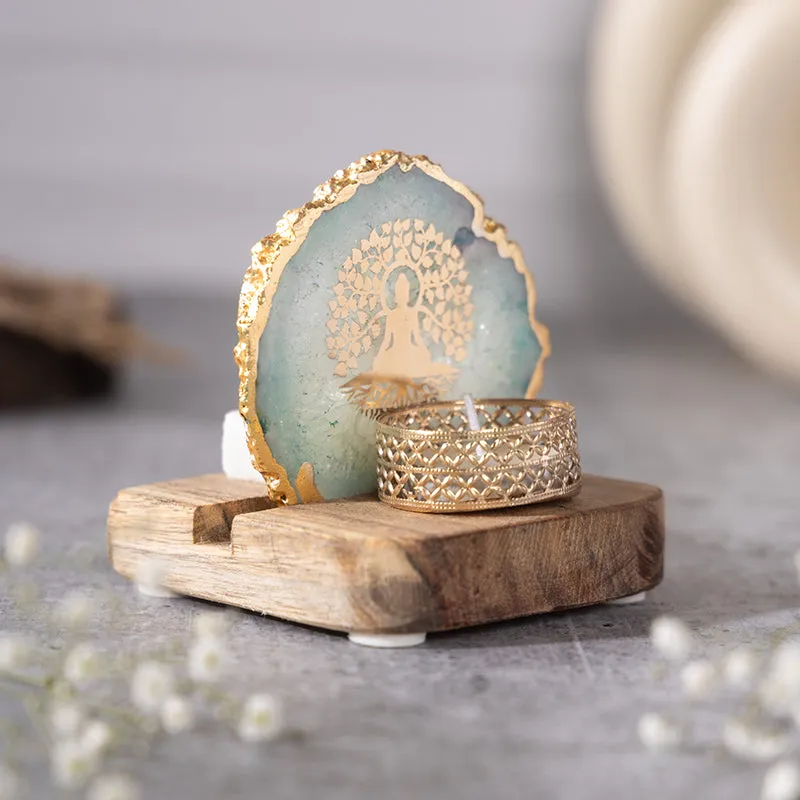 Life Tree Tea Light Holder - Aqua Blue media 1
