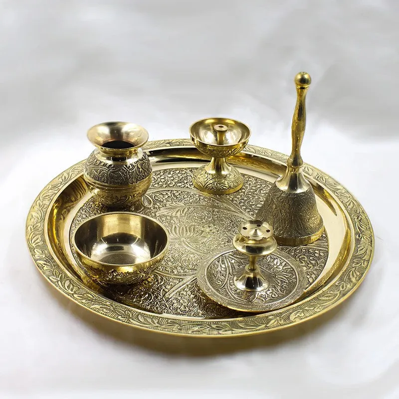 Divine Aarti Ritual Brass Pooja Thali media 3