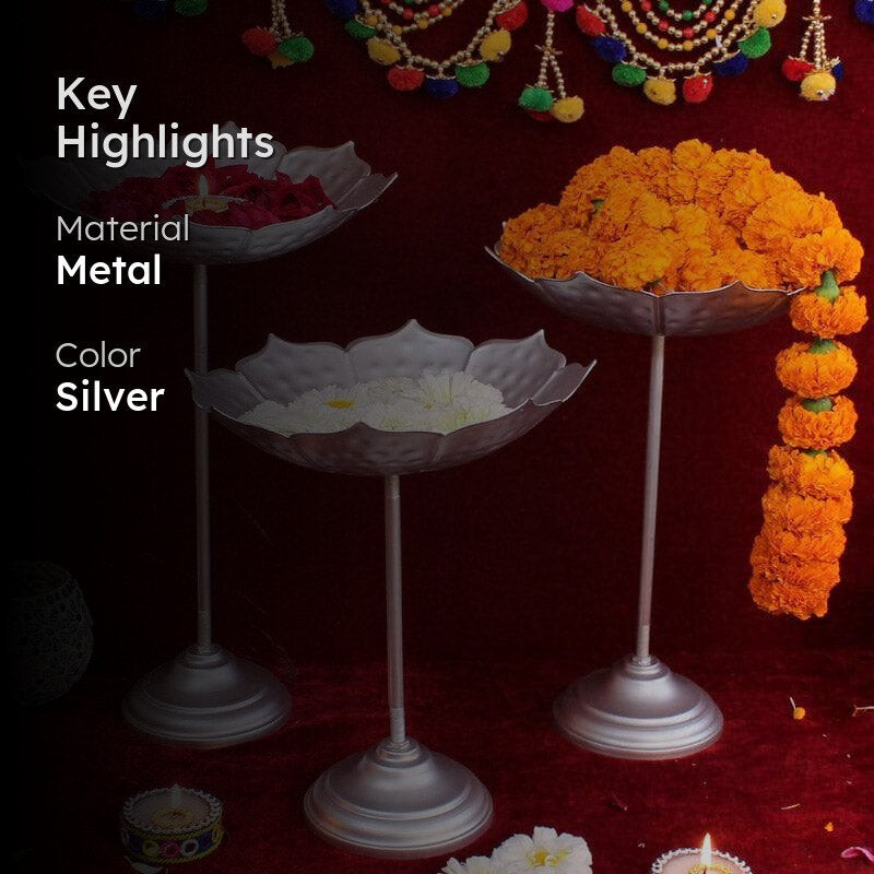 Lotus Urli With Stand - Set Of Three media 2