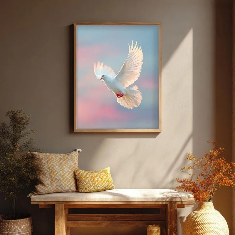 Soaring Stillness Archival Paper Wall Painting With Brown Frame media 1