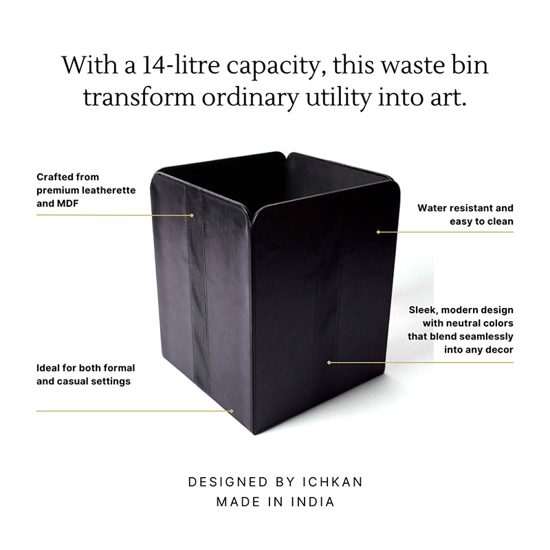 Veltrix Faux Leather Dust Bin - Black media 6