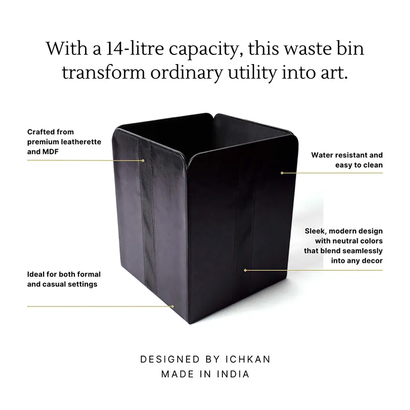 Veltrix Faux Leather Dust Bin - Black media 6
